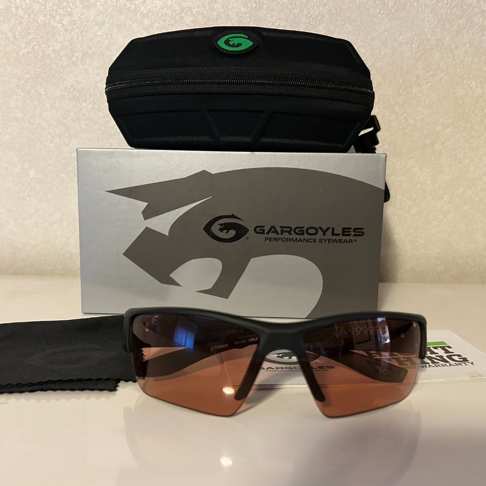 NEW GARGOYLES  Black Ballistic-Rated Anti-reflective Wraparound Sunglasses NEW